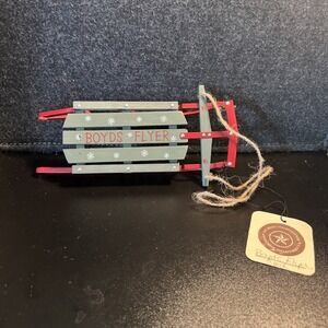 Boyds Bears Flyer‎ Classic Sled Christmas Ornament Wood Metal Vintage 1999